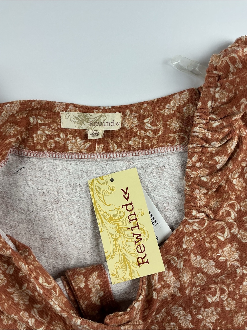 Rewind Rust Floral Ruffled strap cropped tank top - Picture 2 of 8